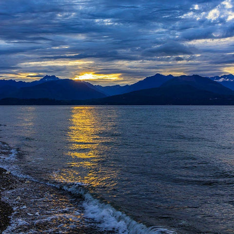 USA-Washington State-Seabeck Hood Canal and Olympic Mountains sunset Black Modern Wood Framed Art Print by Jaynes Gallery