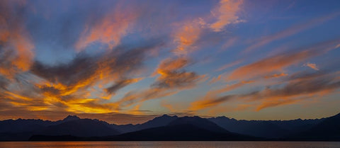 USA-Washington State-Seabeck Panoramic sunset on Hood Canal Black Ornate Wood Framed Art Print with Double Matting by Jaynes Gallery