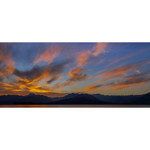 USA-Washington State-Seabeck Panoramic sunset on Hood Canal Black Modern Wood Framed Art Print by Jaynes Gallery