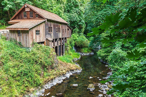 Washington State-Woodland Cedar Creek Grist Mill-near Vancouver-Washington Black Ornate Wood Framed Art Print with Double Matting by Wilson, Emily