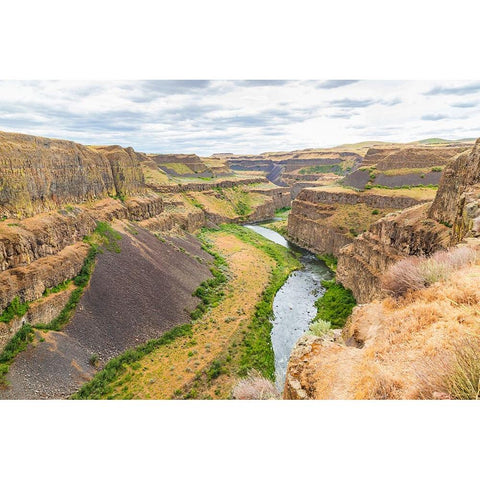 Palouse Falls State Park-Washington State-USA-The Palouse River Canyon in Palouse Falls State Park Black Modern Wood Framed Art Print by Wilson, Emily M.