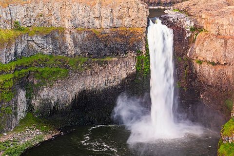Palouse Falls State Park-Washington State-USA-Palouse falls pouring over cliffs White Modern Wood Framed Art Print with Double Matting by Wilson, Emily M.