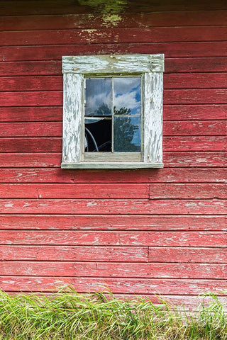 Latah-Washington State-USA-Window on the wall of an old red barn Black Ornate Wood Framed Art Print with Double Matting by Wilson, Emily M.