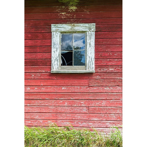 Latah-Washington State-USA-Window on the wall of an old red barn Black Modern Wood Framed Art Print by Wilson, Emily M.