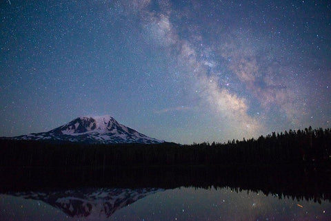 Milky Way rising over Mt Adams-Gifford Pinchot National Forest-Washington State Black Ornate Wood Framed Art Print with Double Matting by Probst, Greg