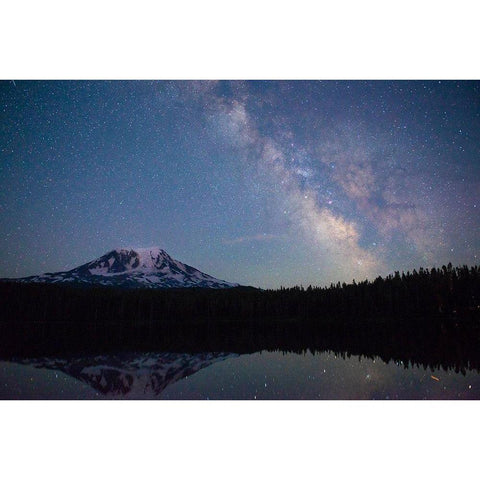 Milky Way rising over Mt Adams-Gifford Pinchot National Forest-Washington State Black Modern Wood Framed Art Print by Probst, Greg