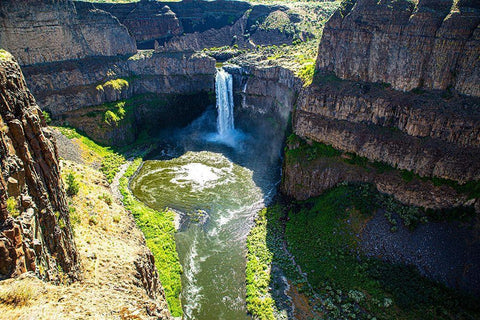 Palouse Falls State Park-Franklin and Whitman Counties-Washington State-waterfall landscape White Modern Wood Framed Art Print with Double Matting by Sienda, Jolly