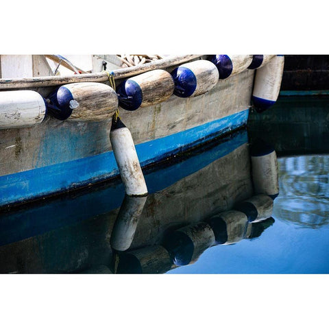 Anacortes-Washington State-blue wooden boat Gold Ornate Wood Framed Art Print with Double Matting by Sienda, Jolly