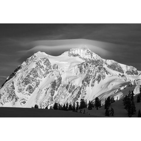 Washington State Heather Meadows Recreation Area-Mt Shuksan and lenticular cloud White Modern Wood Framed Art Print by Wild, Jamie and Judy