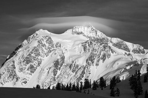 Washington State Heather Meadows Recreation Area-Mt Shuksan and lenticular cloud Black Ornate Wood Framed Art Print with Double Matting by Wild, Jamie and Judy