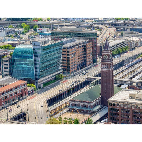 WA-Seattle-King Street Station White Modern Wood Framed Art Print by Wild, Jamie and Judy