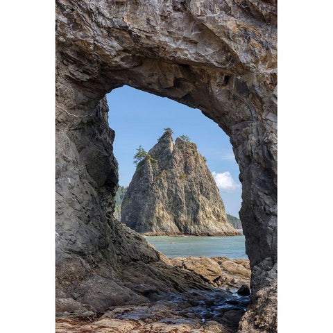 WA-Olympic National Park-Rialto Beach-Hole-in-the-Wall Black Modern Wood Framed Art Print with Double Matting by Wild, Jamie and Judy