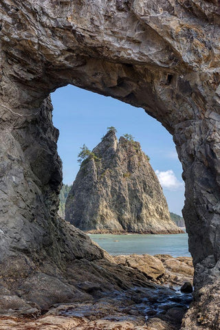 WA-Olympic National Park-Rialto Beach-Hole-in-the-Wall Black Ornate Wood Framed Art Print with Double Matting by Wild, Jamie and Judy