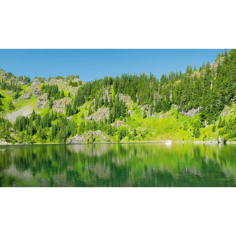 Washington State-Central Cascades-Rampart Ridge-Lake Lillian Black Modern Wood Framed Art Print by Wild, Jamie and Judy