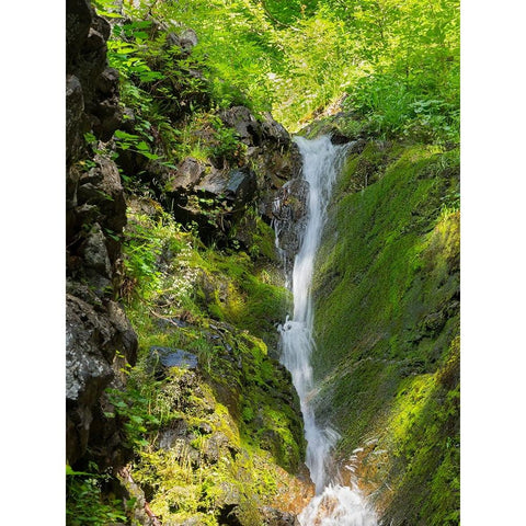 Washington State-Central Cascades-Waterfall at Kendall Peak Black Modern Wood Framed Art Print by Wild, Jamie and Judy
