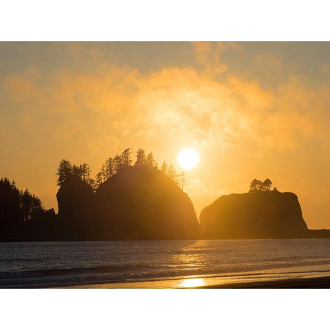 Washington State-Pacific Coast-First Beach sunset Black Modern Wood Framed Art Print by Wild, Jamie and Judy