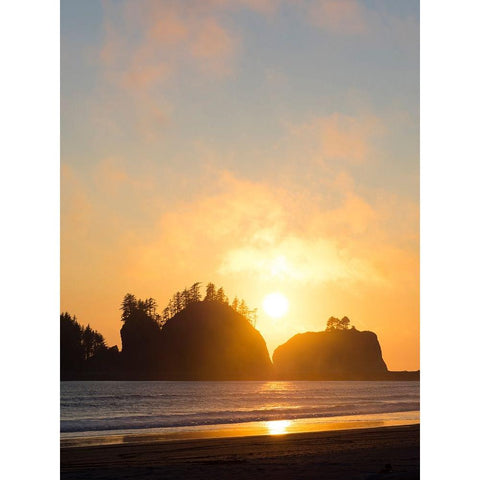 Washington State-Pacific Coast-First Beach sunset Black Modern Wood Framed Art Print by Wild, Jamie and Judy