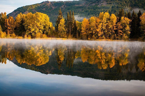 Washington State-Cle Elum Fall color by a pond in Central Washington White Modern Wood Framed Art Print with Double Matting by Duval, Richard