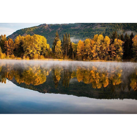 Washington State-Cle Elum Fall color by a pond in Central Washington Black Modern Wood Framed Art Print with Double Matting by Duval, Richard