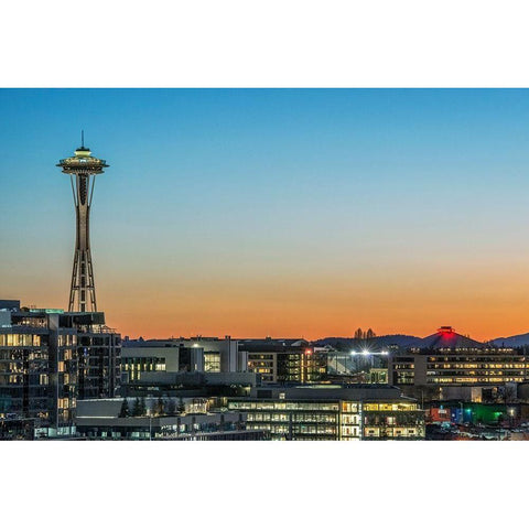 Washington State-Seattle Skyline at Sunset Black Modern Wood Framed Art Print by Tilley, Rob