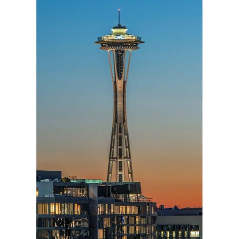 Washington State-Seattle Space Needle at Sunset Black Modern Wood Framed Art Print by Tilley, Rob