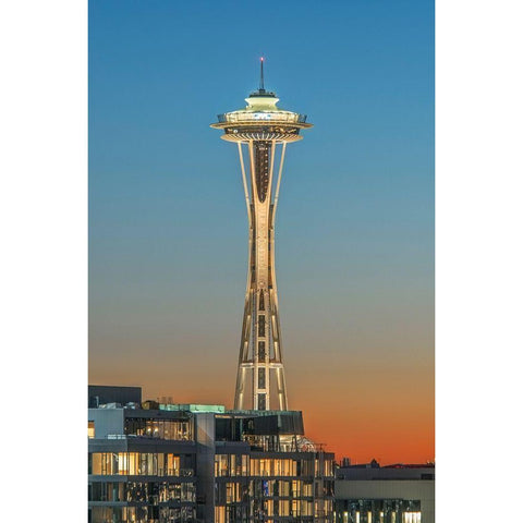 Washington State-Seattle Space Needle at Sunset Gold Ornate Wood Framed Art Print with Double Matting by Tilley, Rob