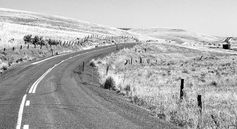 USA-Washington State-Benge Washtucna Road in black and white Black Ornate Wood Framed Art Print with Double Matting by Gulin, Sylvia