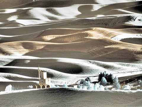 USA-Washington State-Palouse region-the town of Steptoe at Sunset White Modern Wood Framed Art Print with Double Matting by Eggers, Terry