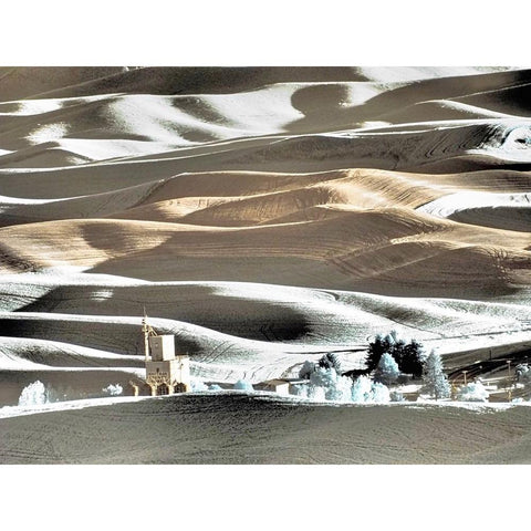 USA-Washington State-Palouse region-the town of Steptoe at Sunset Black Modern Wood Framed Art Print by Eggers, Terry