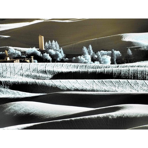 USA-Washington State-Palouse region-the town of Steptoe at Sunset Black Modern Wood Framed Art Print by Eggers, Terry