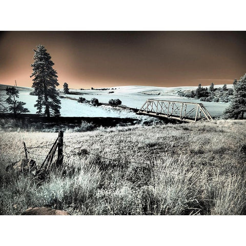 USA-Washington State-Palouse region-Bridge across Palouse river Black Modern Wood Framed Art Print by Eggers, Terry