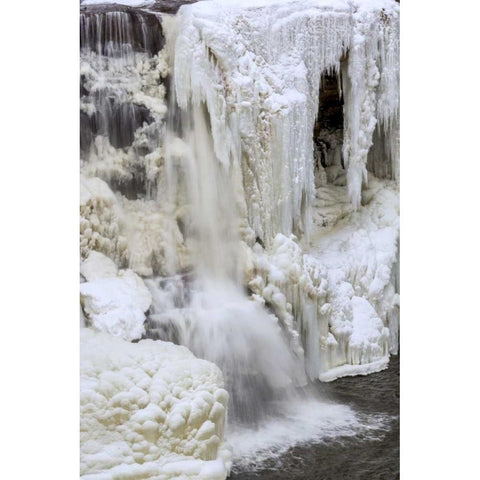 WV, Blackwater Falls Partially frozen waterfall Gold Ornate Wood Framed Art Print with Double Matting by OBrien, Jay