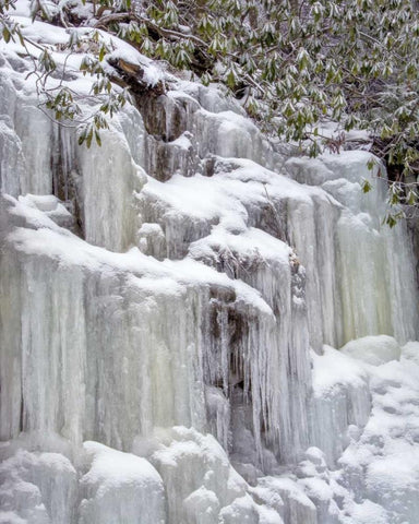 West Virginia, Blackwater Falls Frozen waterfall White Modern Wood Framed Art Print with Double Matting by OBrien, Jay