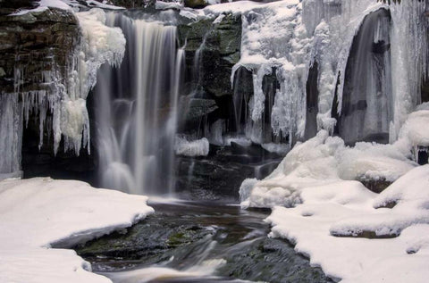 West Virginia, Blackwater Falls Frozen waterfall Black Ornate Wood Framed Art Print with Double Matting by OBrien, Jay