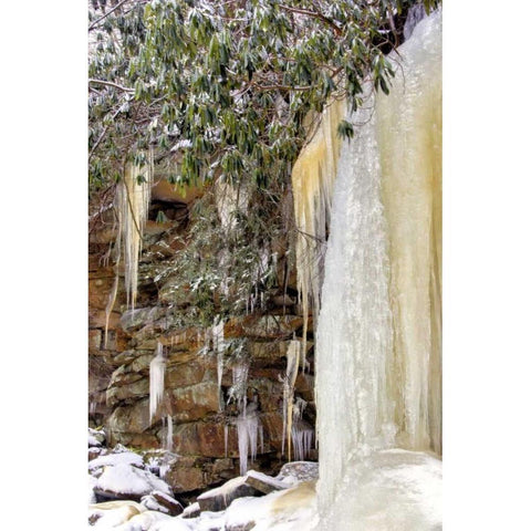 West Virginia, Blackwater Falls Frozen waterfall Black Modern Wood Framed Art Print by OBrien, Jay