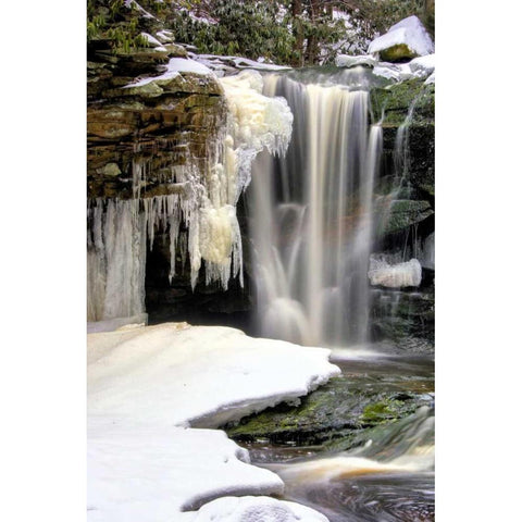 West Virginia, Blackwater Falls Frozen waterfall Black Modern Wood Framed Art Print with Double Matting by OBrien, Jay