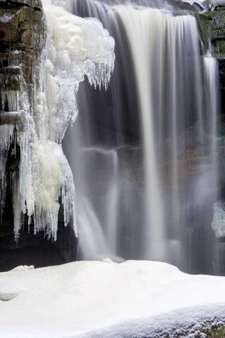West Virginia, Blackwater Falls Frozen waterfall Black Ornate Wood Framed Art Print with Double Matting by OBrien, Jay