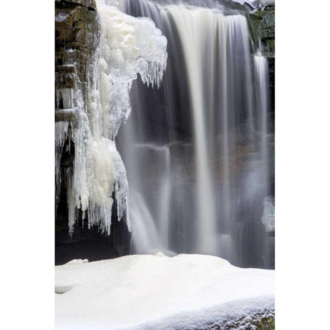 West Virginia, Blackwater Falls Frozen waterfall Black Modern Wood Framed Art Print by OBrien, Jay