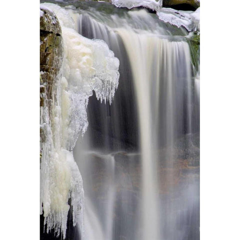 West Virginia, Blackwater Falls Frozen waterfall Black Modern Wood Framed Art Print by OBrien, Jay