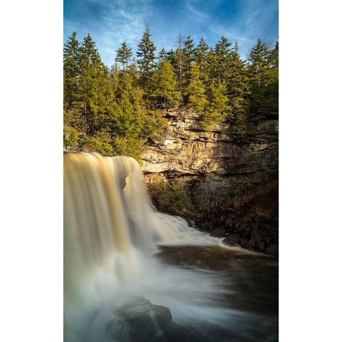 West Virginia-Blackwater Falls Waterfall landscape in winter  Black Modern Wood Framed Art Print by Jaynes Gallery