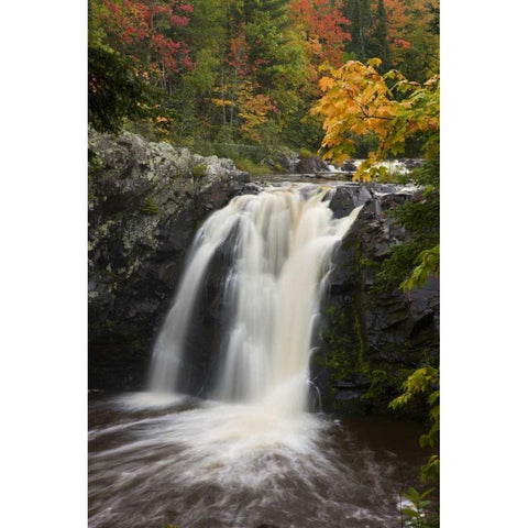 Wisconsin, Pattison SP Little Manitou Falls Gold Ornate Wood Framed Art Print with Double Matting by Grall, Don