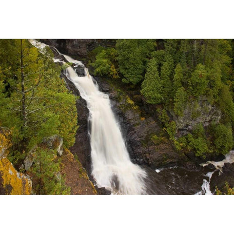 Wisconsin, Pattison SP Big Manitou Falls Gold Ornate Wood Framed Art Print with Double Matting by Grall, Don