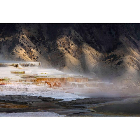 Colorful terrace-Canary Spring-Mammoth Hot Springs-Yellowstone National Park-Wyoming Black Modern Wood Framed Art Print by Jones, Adam