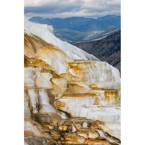 Colorful terrace-Canary Spring-Mammoth Hot Springs-Yellowstone National Park-Wyoming Black Modern Wood Framed Art Print by Jones, Adam