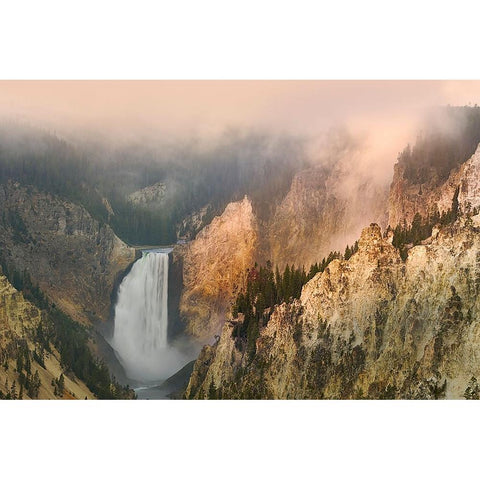 Lower Falls at sunrise from Artist Point-Yellowstone National Park-Wyoming Black Modern Wood Framed Art Print by Jones, Adam