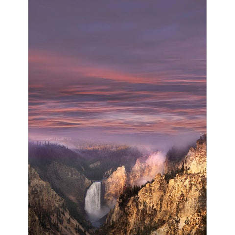Lower Falls at sunrise from Artist Point-Yellowstone National Park-Wyoming Black Modern Wood Framed Art Print by Jones, Adam