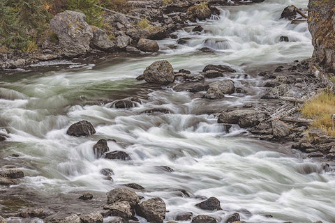 Firehole River-Firehole Canyon drive-Yellowstone National Park-Wyoming White Modern Wood Framed Art Print with Double Matting by Jones, Adam