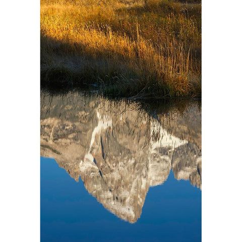 Teton Range reflected in Snake River from Schwabacher Landing-Grand Teton National Park-Wyoming Black Modern Wood Framed Art Print with Double Matting by Jones, Adam