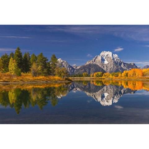 Autumn view of Mount Moran and Snake River-Grand Teton National Park-Wyoming Black Modern Wood Framed Art Print by Jones, Adam