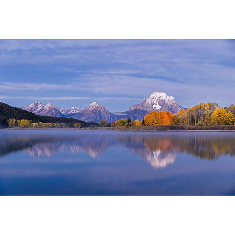 Autumn view of Mount Moran and Snake River-Grand Teton National Park-Wyoming Black Modern Wood Framed Art Print by Jones, Adam